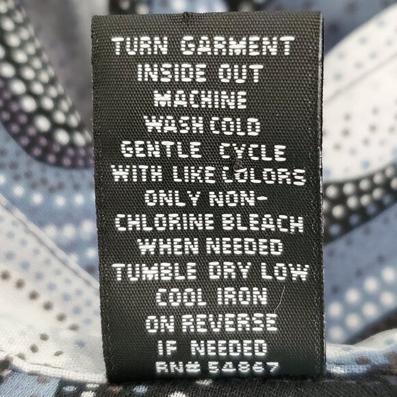 New York & Company Gray Blue Black Paisley French Cuff Retro Top Blouse Size XS - Picture 12 of 13